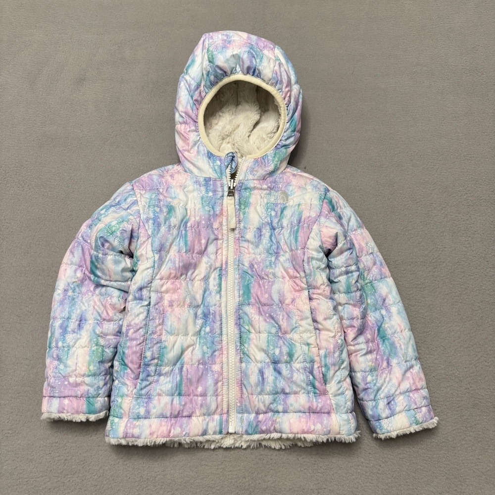 The North Face Jacket Girls 3T Mossbud Reversible Tie Dye Faux Fur Fleece Hooded